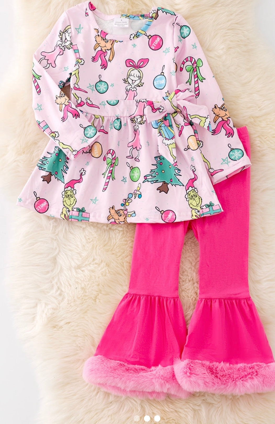 Character pink tunic & hot pink bell bottoms set