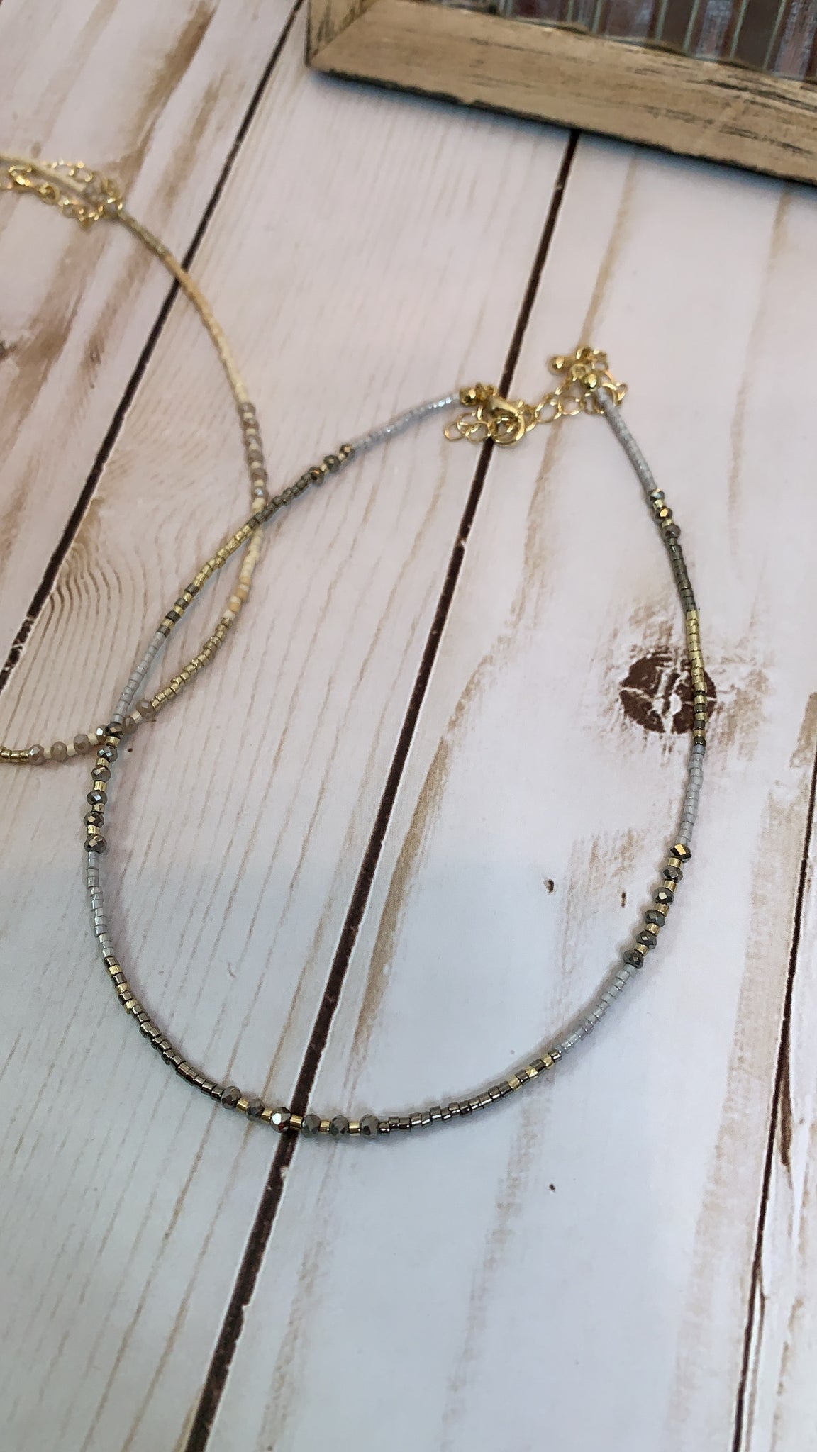 Grey Beaded Choker   *With clasp adjustable 