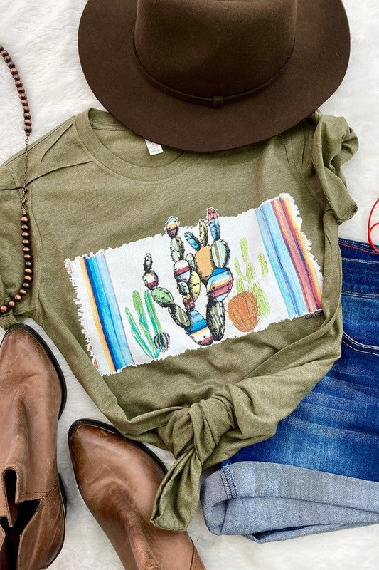 Cactus Strip image short sleeve  on bella canva  true to size  cute, trendy, and colorful 