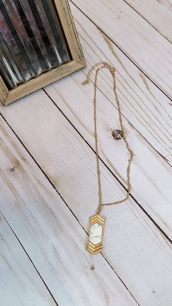  White marble with gold necklace   *Lead Compliance 