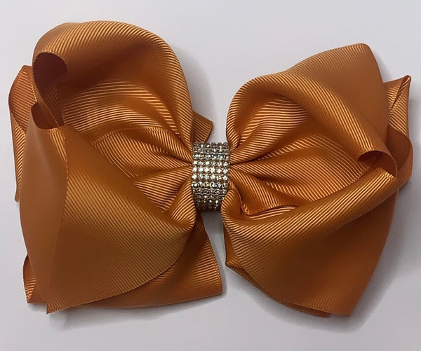 Ginger double layer hair bow with rhinestones  *7.5" WIDE 