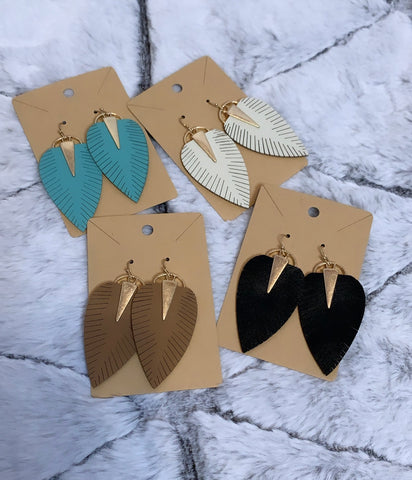 Light weight leaf earrings available in four colors.*Lead Compliant 