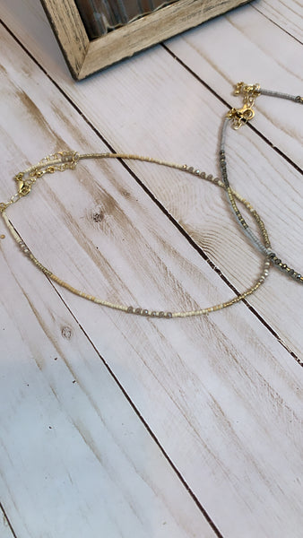 Tan Beaded Choker   *With clasp adjustable 