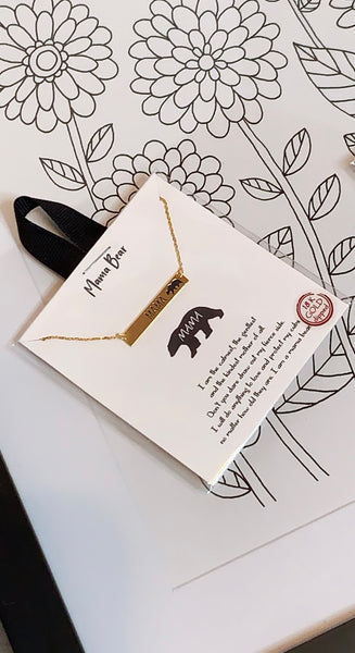Gold Mama Bear Necklace   * Lead and Nickel Free  *Made of Brass