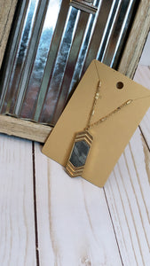 Grey marble with gold necklace   *Lead Compliance 
