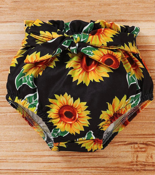 Baby girls shorts sleeve letter printed onesie  Sunflower Shorts Included  Color as pictured 