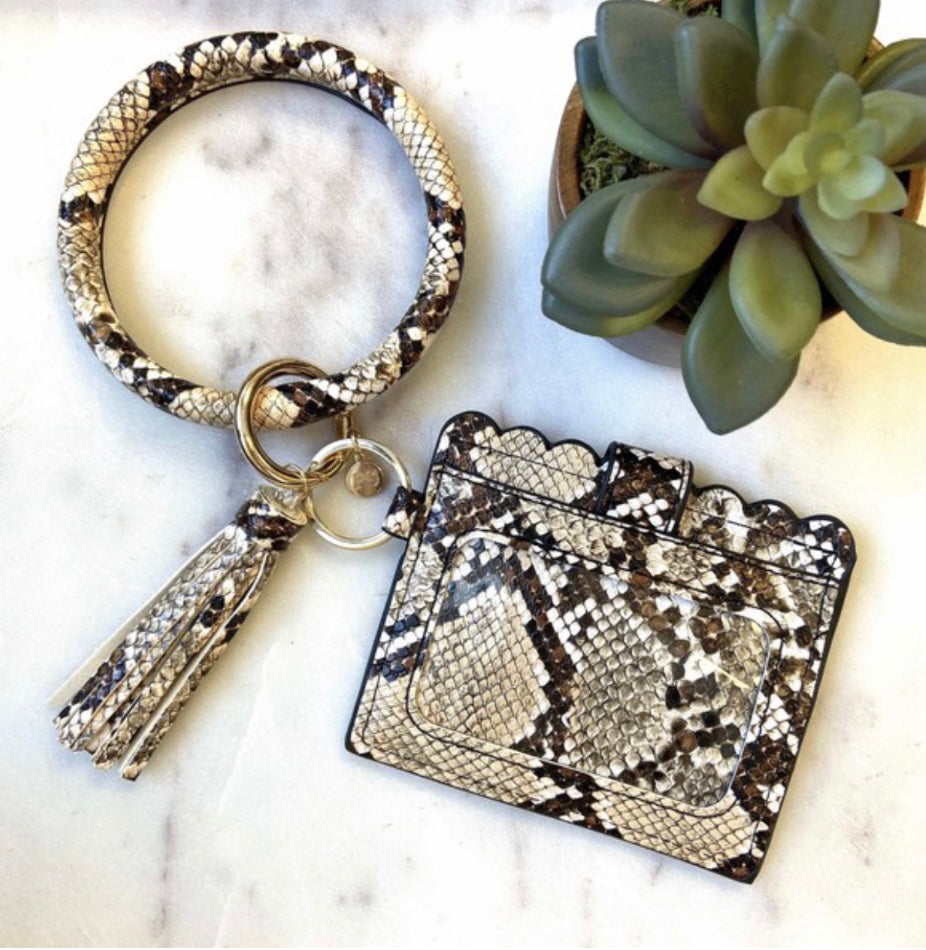 Cardholder  keyring Bangle  Snake Print 