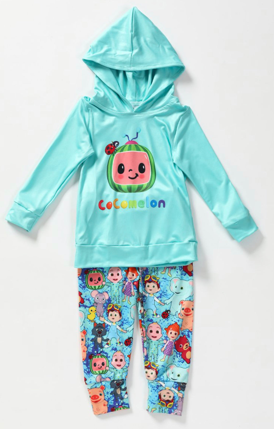 Coco Melon Hoodie Set  95% Cotton 5% Spandex  Color as pictured 