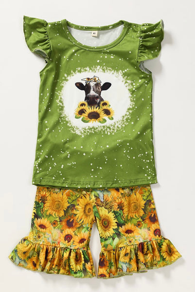 Sunflower Cow Shorts Set  Color as pictured 95% Cotton 5% Spandex 