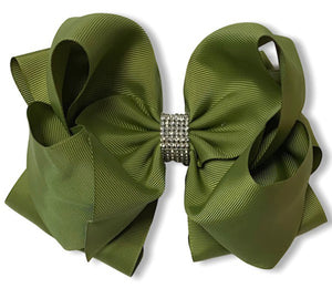 Willow double layer hair bow with rhinestones  *7.5" WIDE 