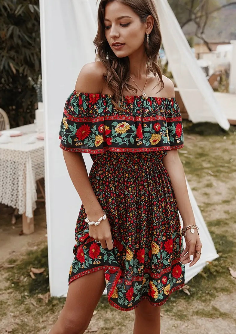 Off Shoulder Floral Dress