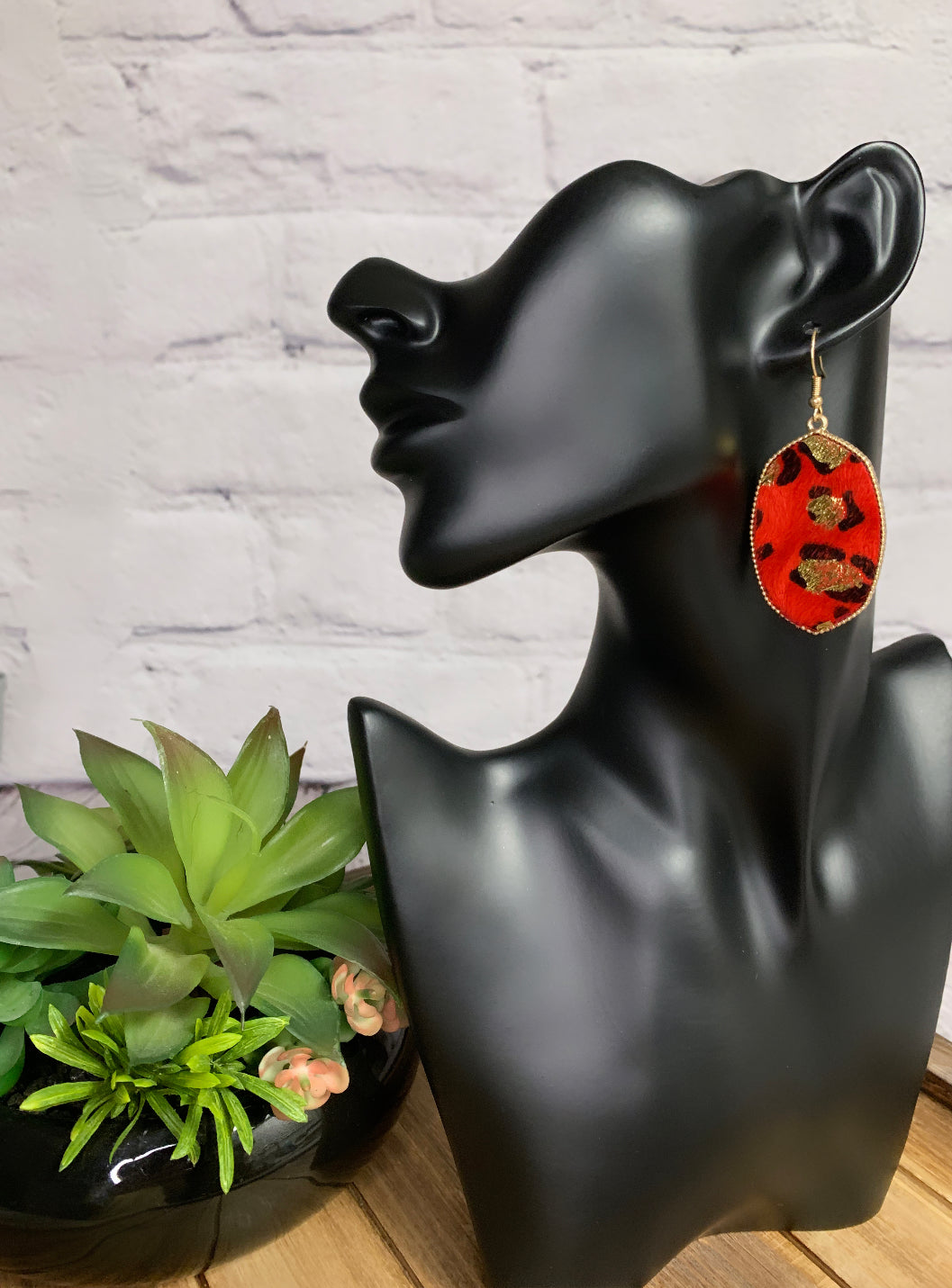 Red Leopard Earrings