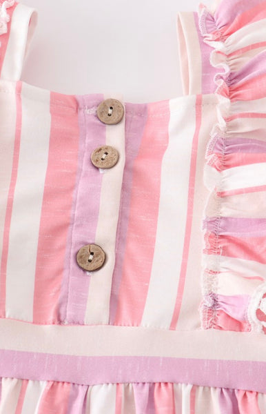 Pink Stripe Ruffle Jumpsuit