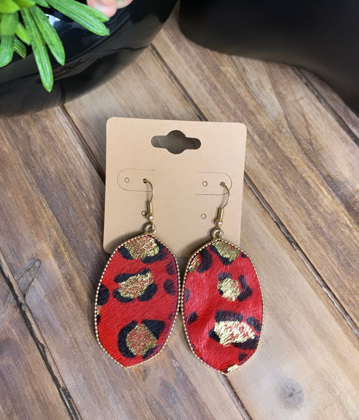 Red Leopard Earrings