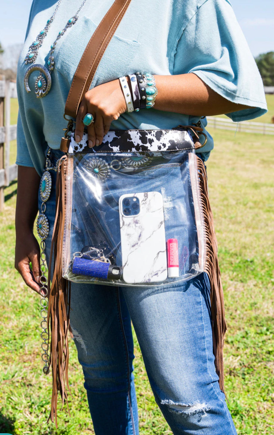 Clear Fringe Crossbody Bag