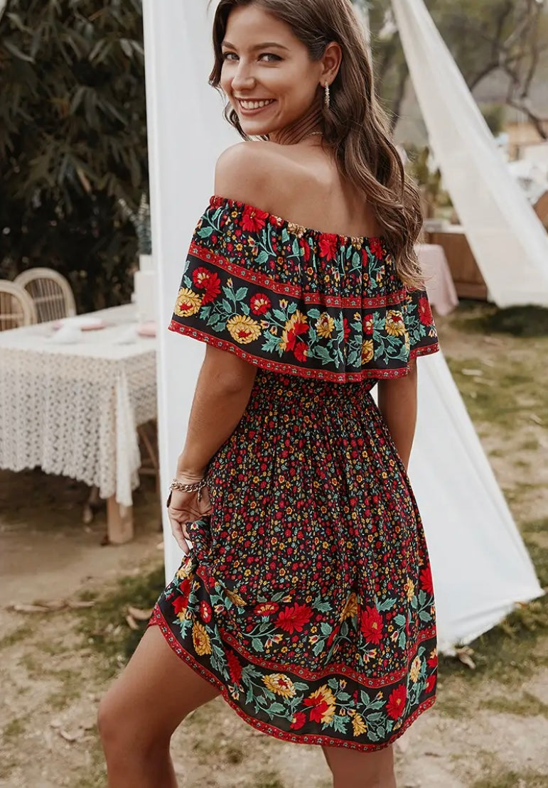 Off Shoulder Floral Dress