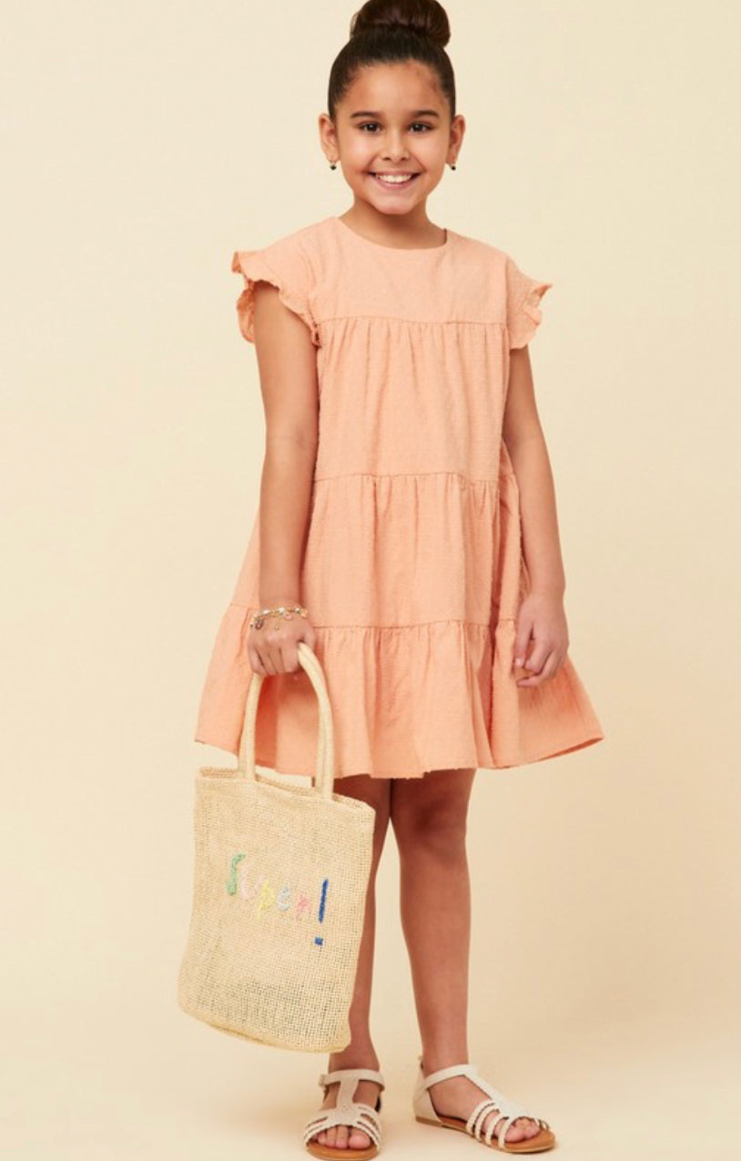 Salmon Tiered Dress