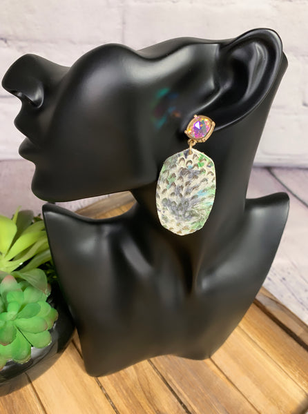 Multi Iridescent Cheetah Earrings