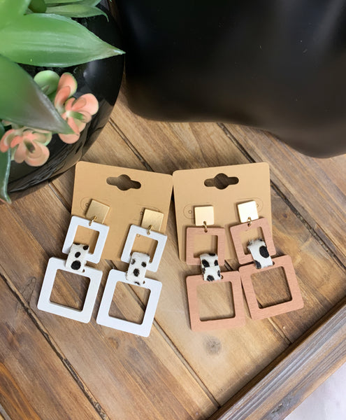 Square wood Earrings