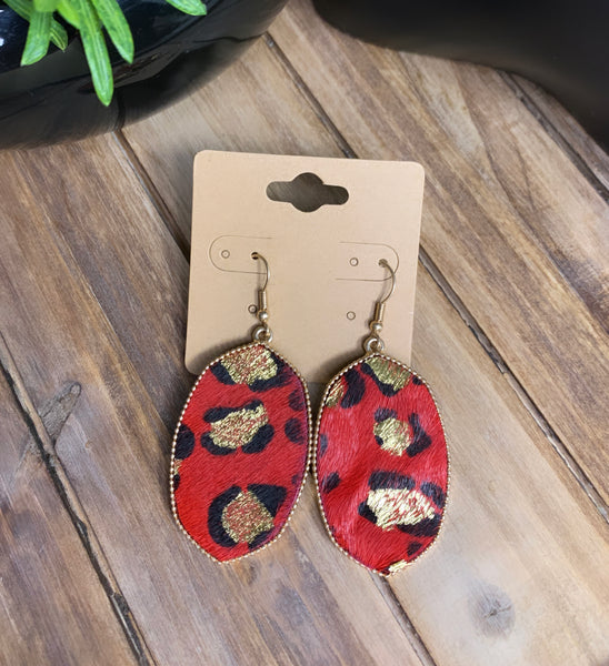 Red Leopard Earrings