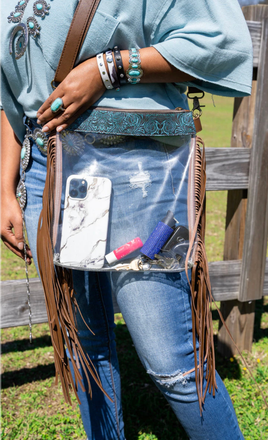 Clear Fringe Crossbody Bag