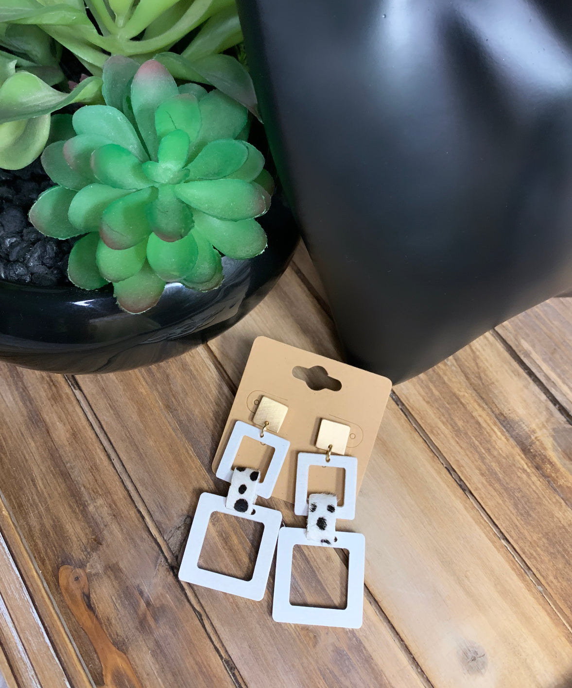 Square wood Earrings